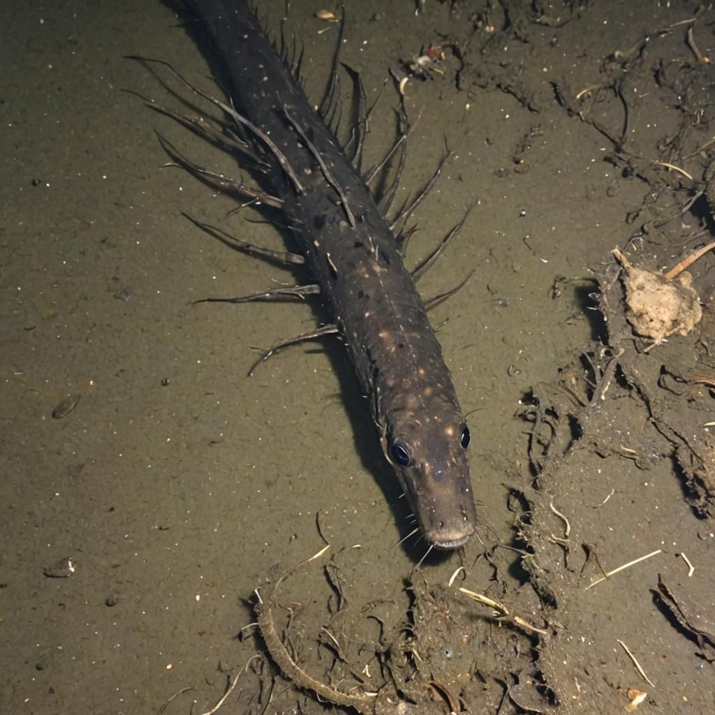 Camouflaged Rake Eel in Murky Water