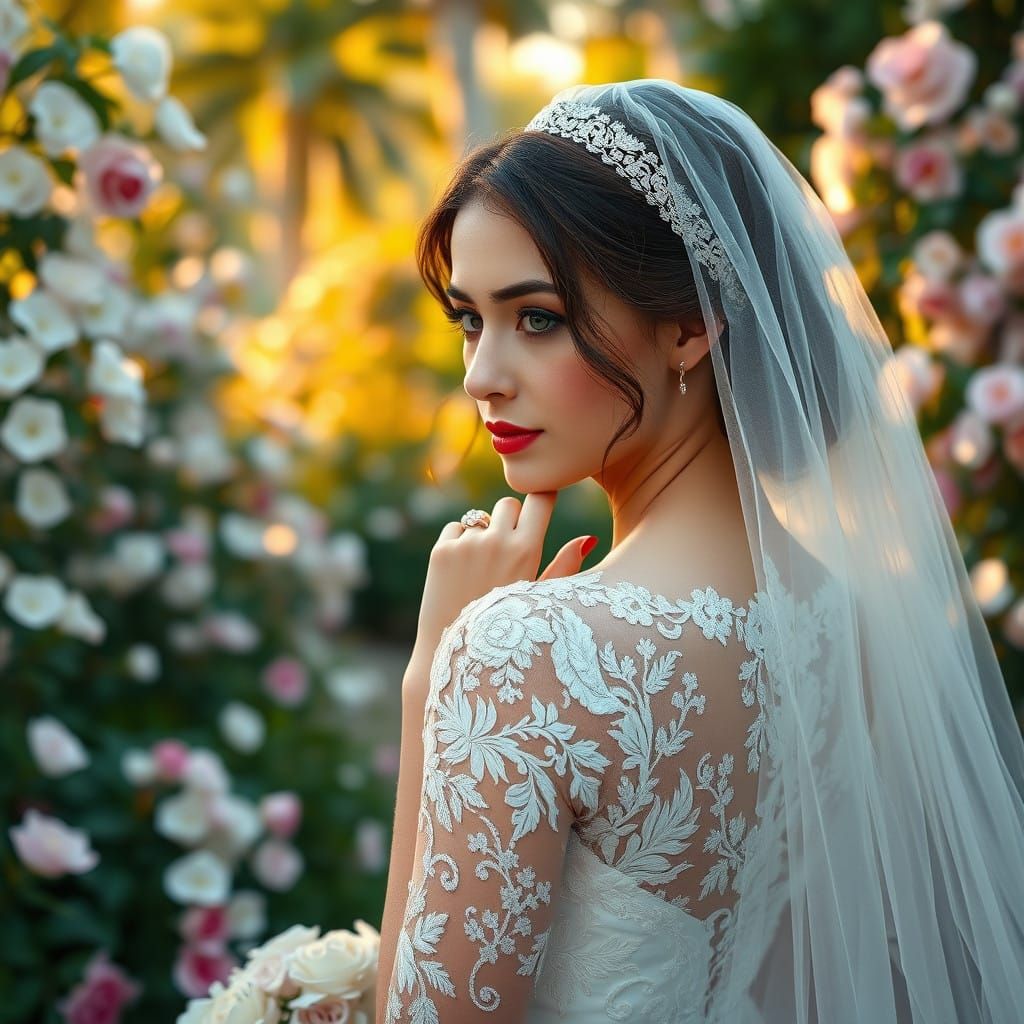 Ethereal Bride in Whimsical Garden Sanctuary