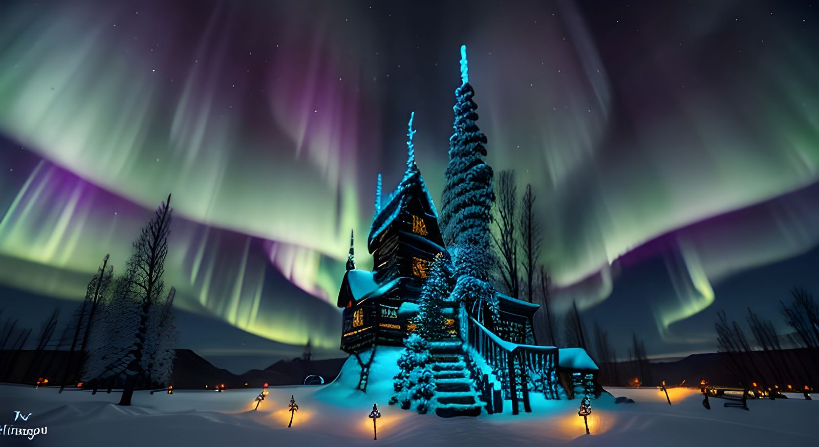 Viking Yule Magic in Winter Landscape