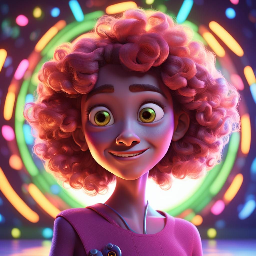 Metallic Gaze: 3D Digital Art in Electric Light