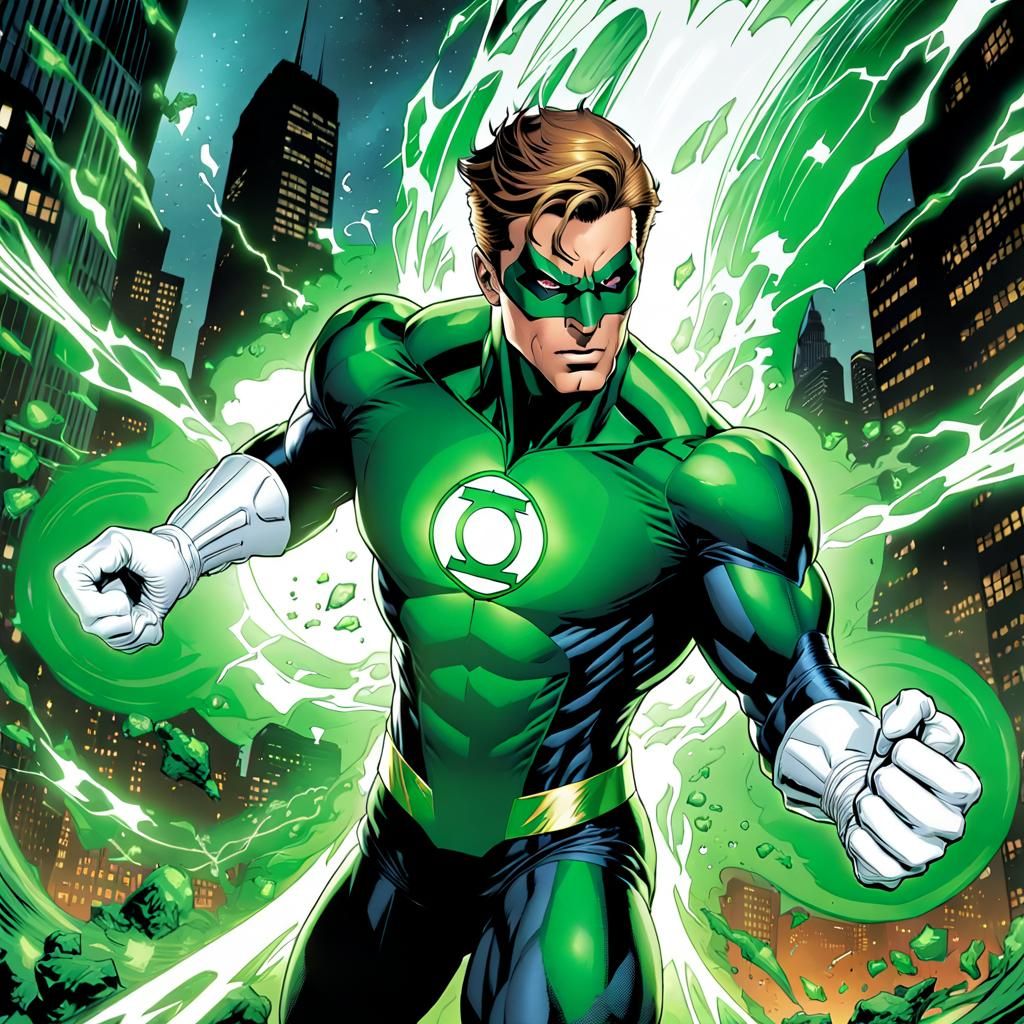 Green Lantern in Action: Conceptual Splash Art