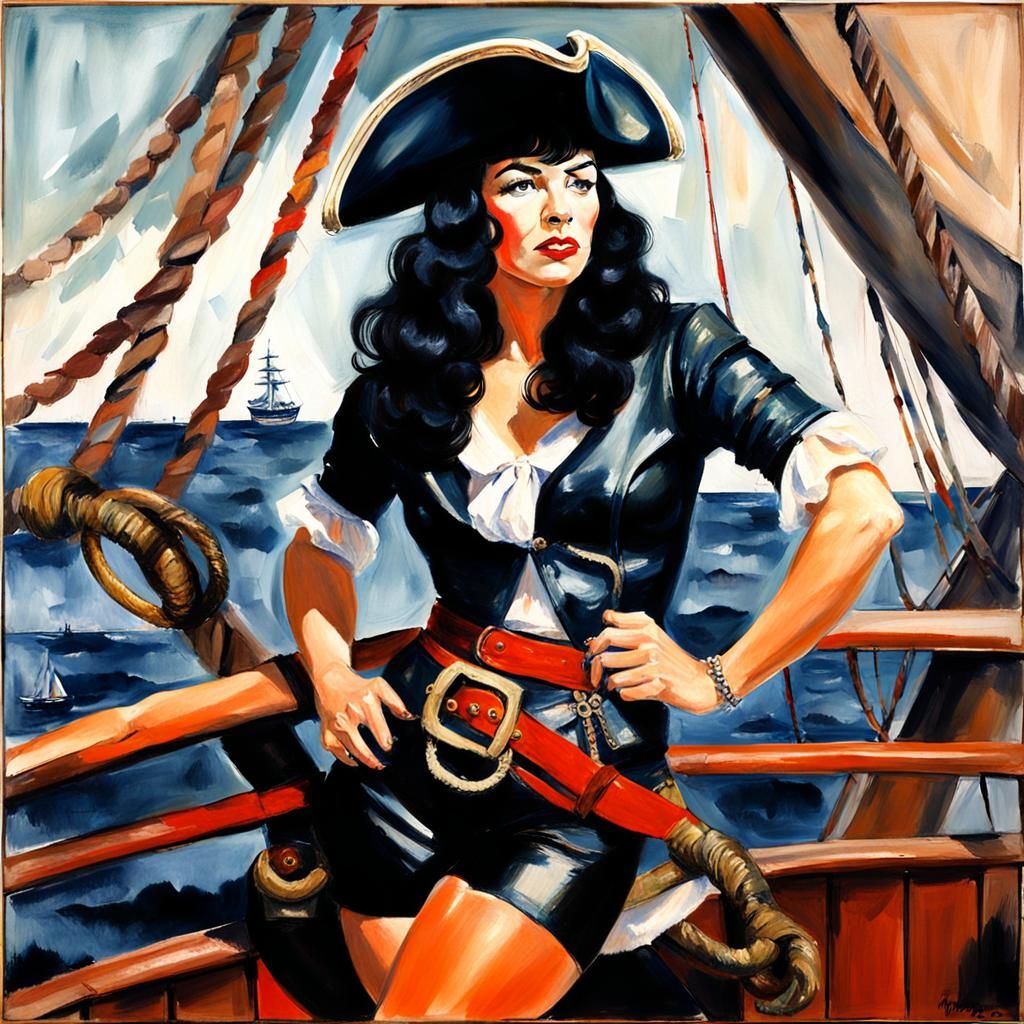 Pirate Illustration in Oil on Canvas Style