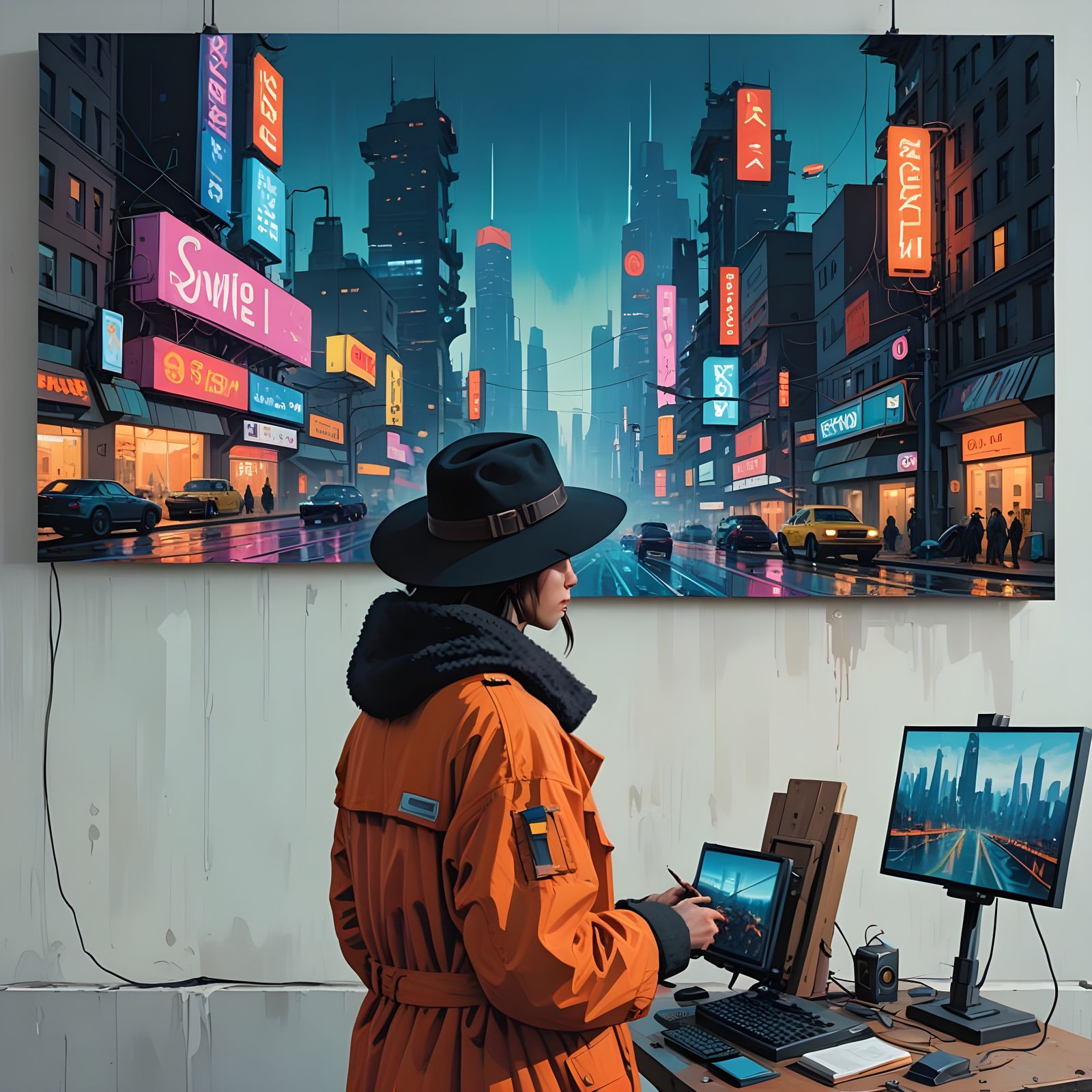 Glowing Cyberpunk Metropolis at Dusk