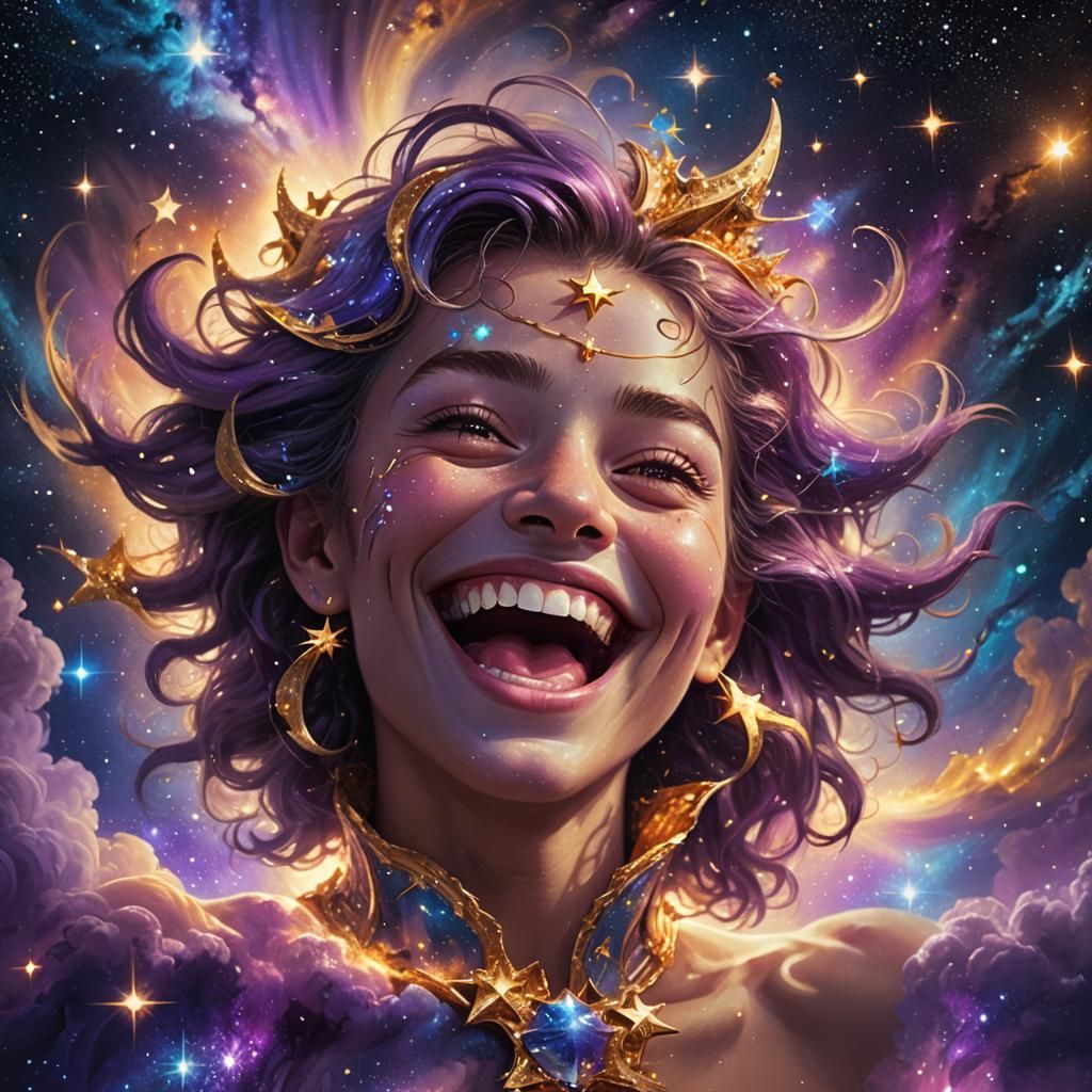 Laughing Star in Space: Celestial Fantasy Art