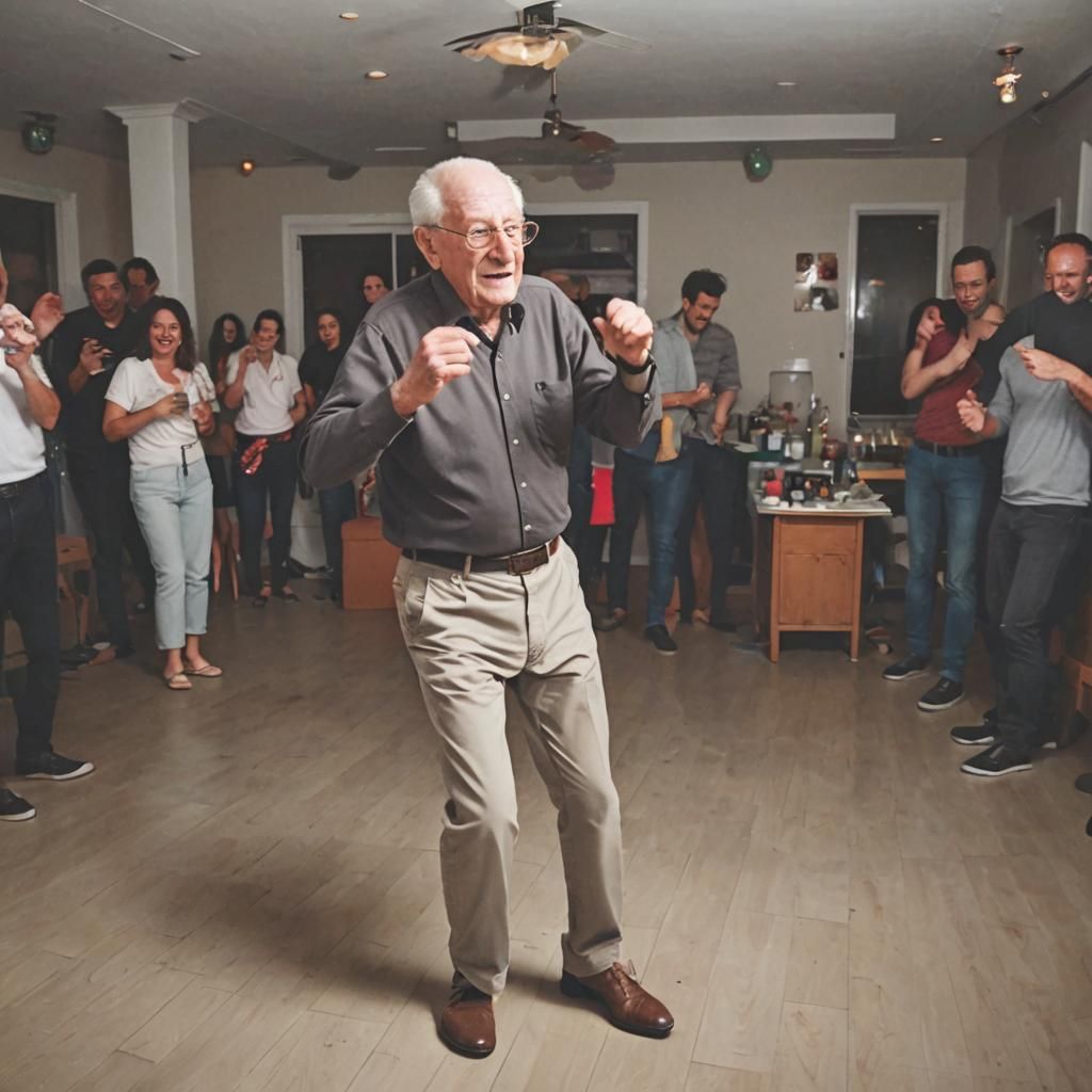 Grandpa Dancing Solo at Party