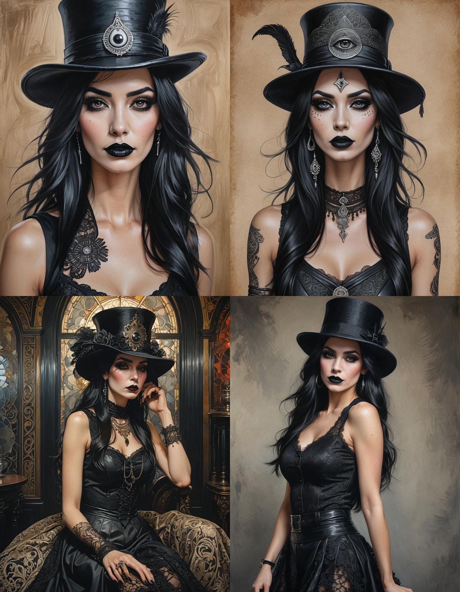 Sultry Gothic Woman in Ethereal Repose