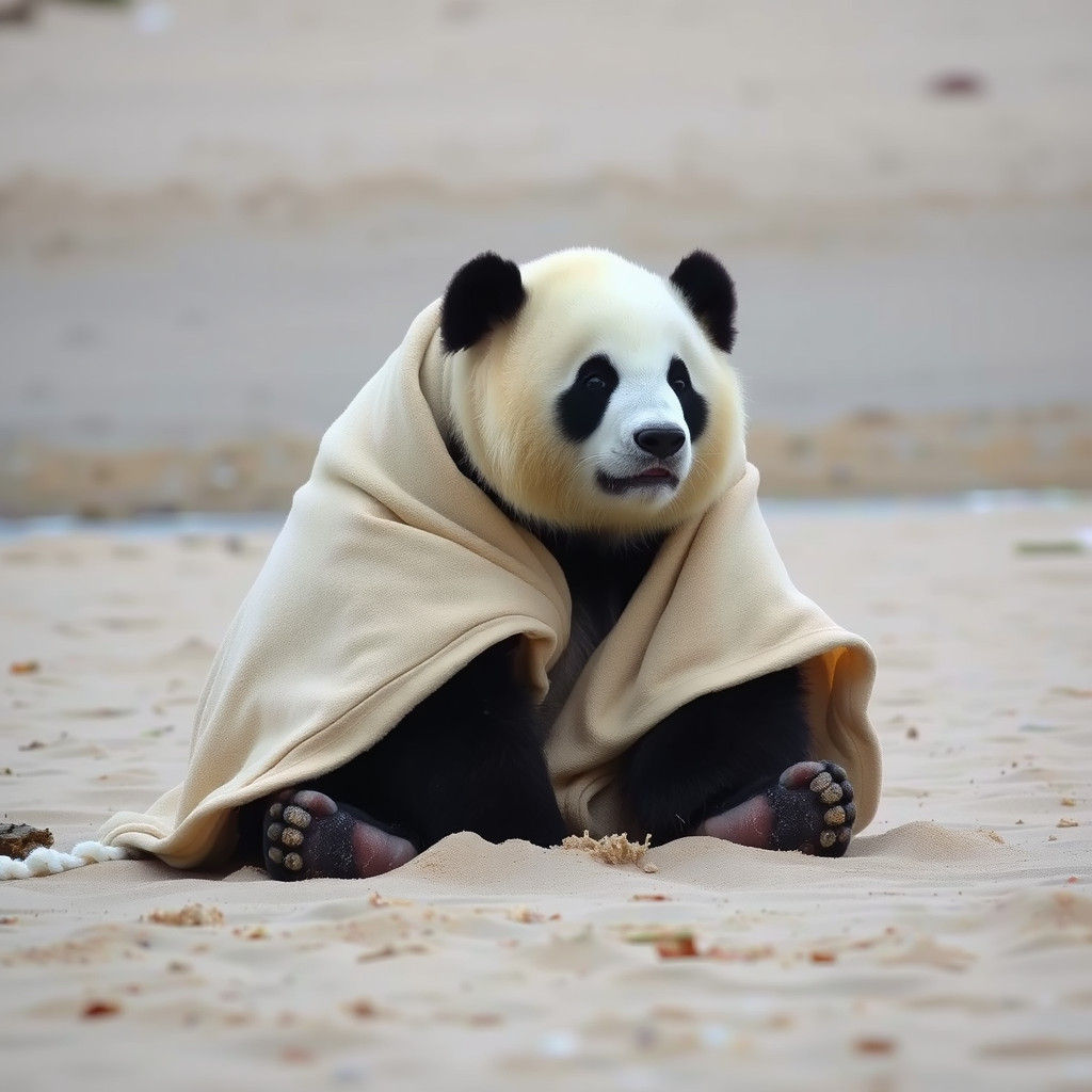 Panda's Sandy Beach Nap