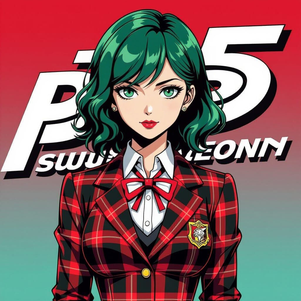 Mature Woman in Persona 5 Art Style