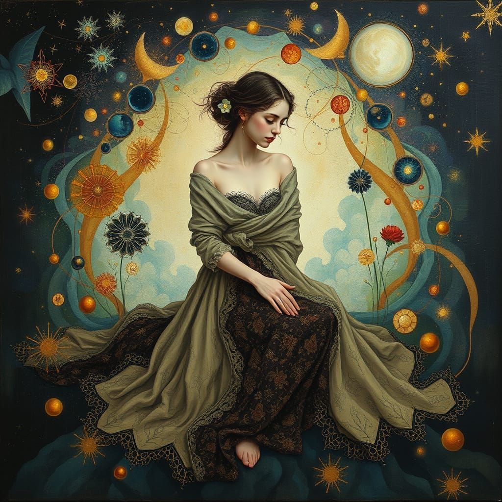 Ethereal Figure in Cosmic Dreamscape