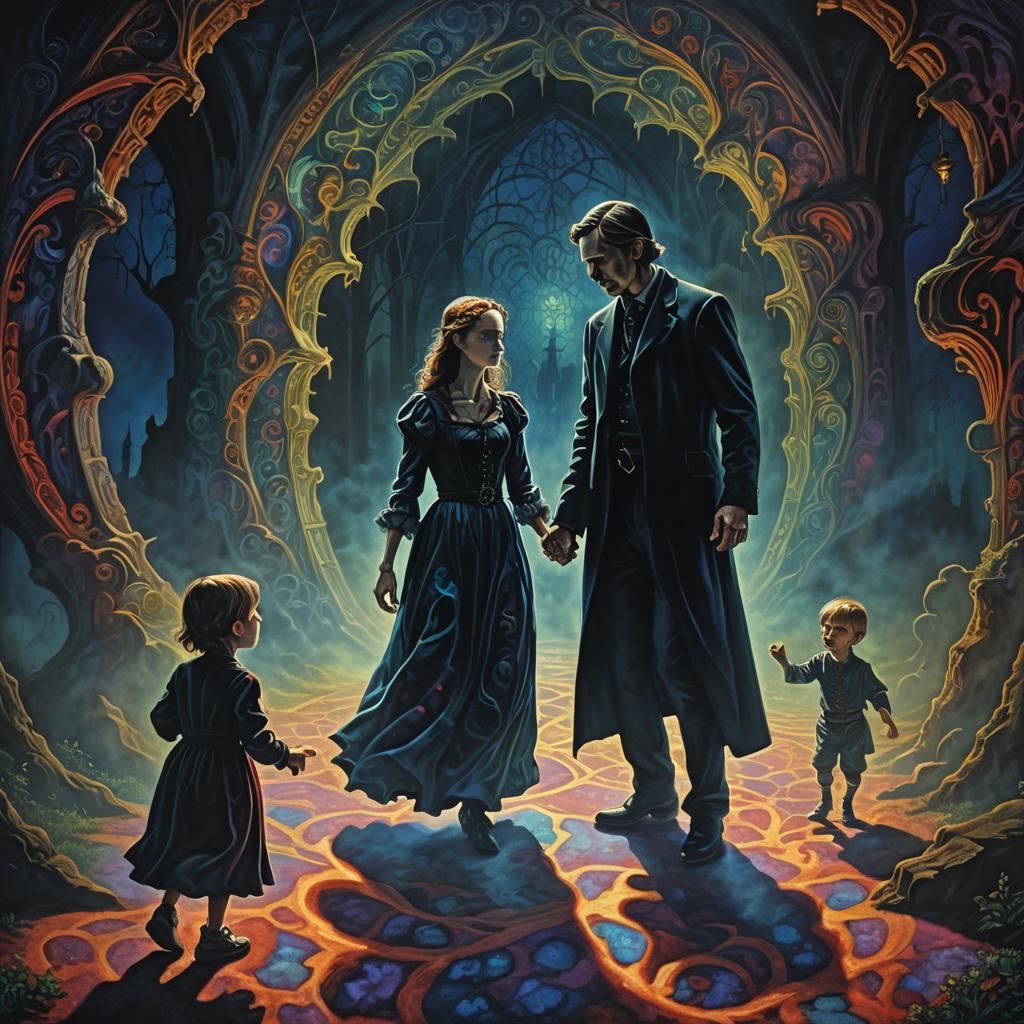 Surreal Gothic Couple in Astral Realm