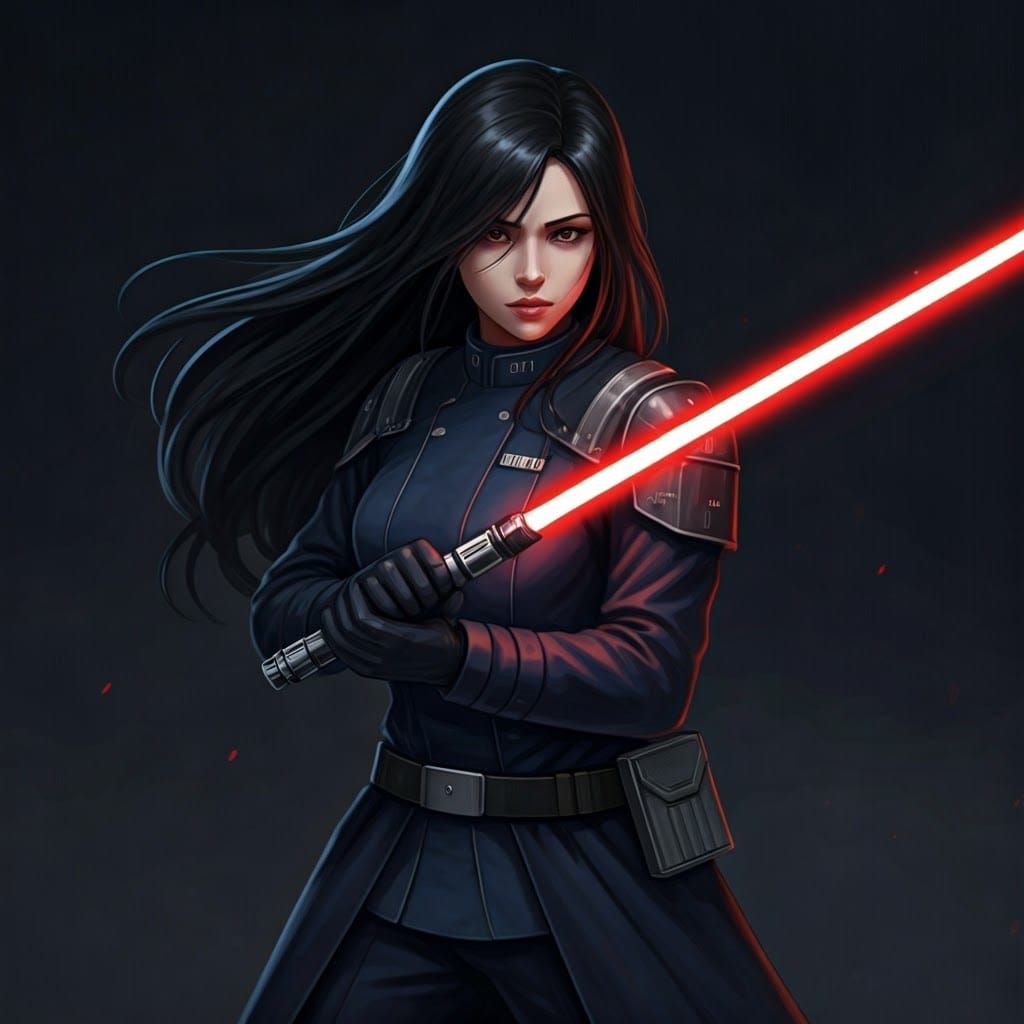 Anime Style Technocratic Warrior with Red Light Saber