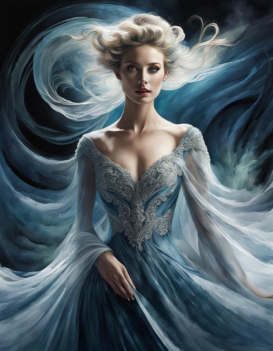 Ethereal Norse Beauty in Watercolor Fractal Art