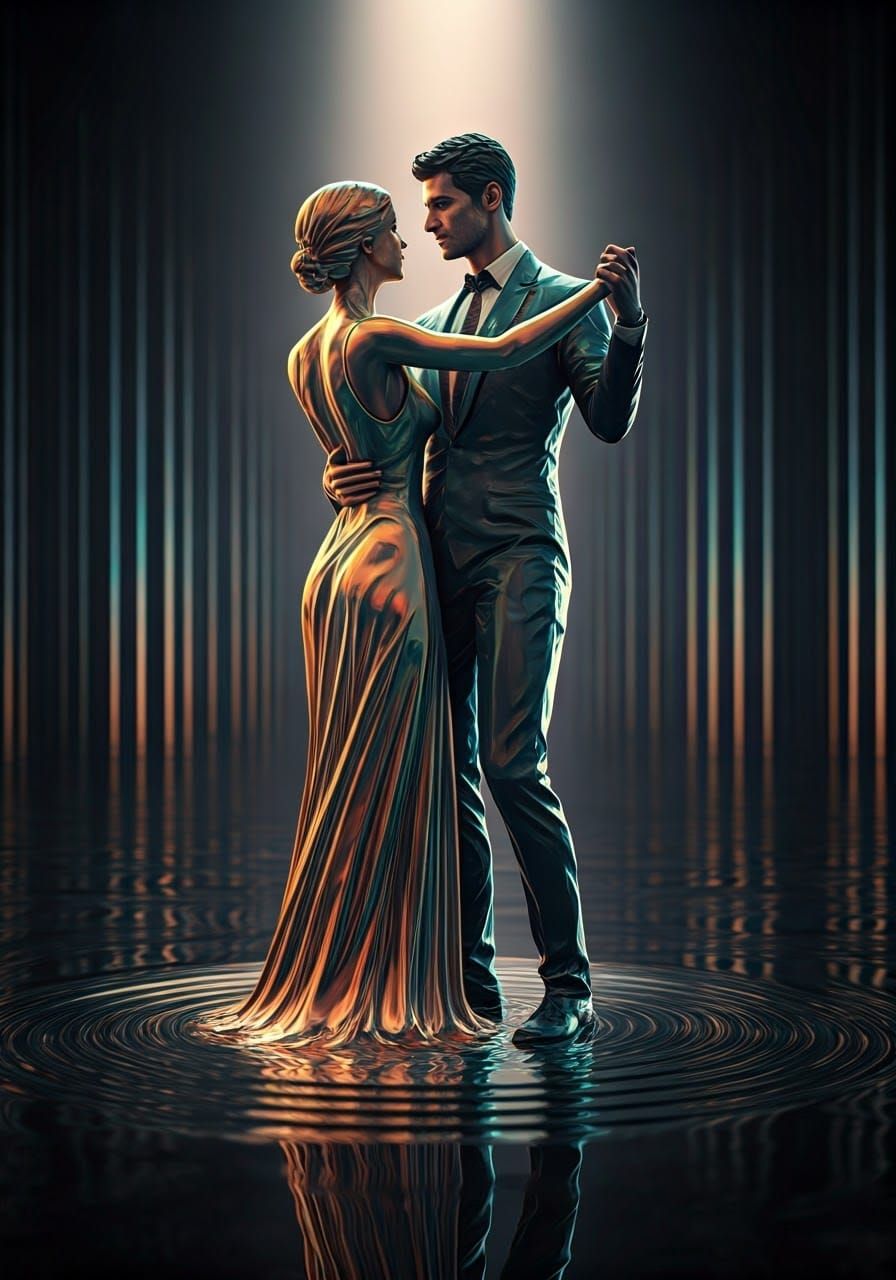 Liquid Water Dancers in Mirrored Maze