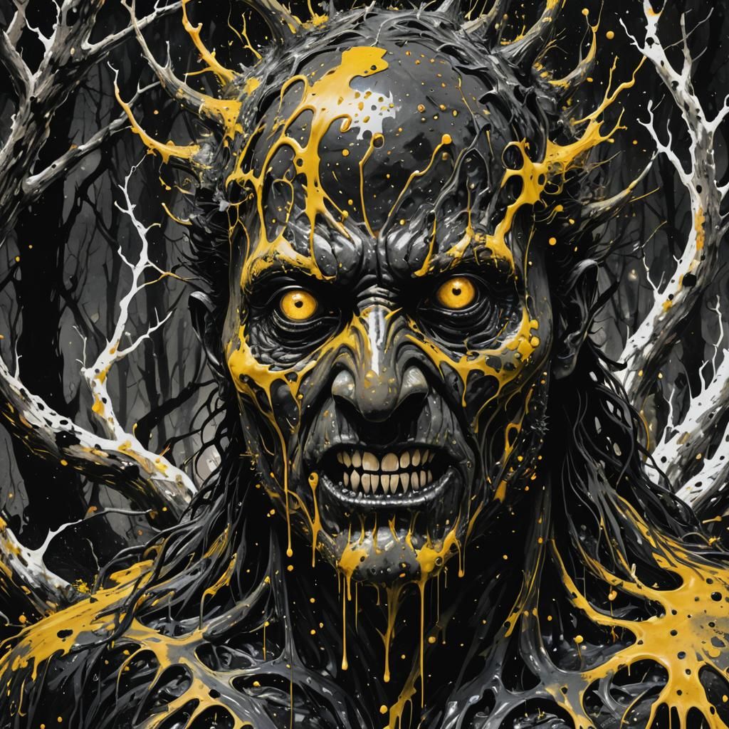 Terrifying Monster Emerges in Dark Surrealist Portrait