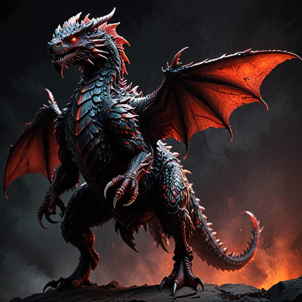 Hyper-Realistic Chiaroscuro Dragon in Digital Art