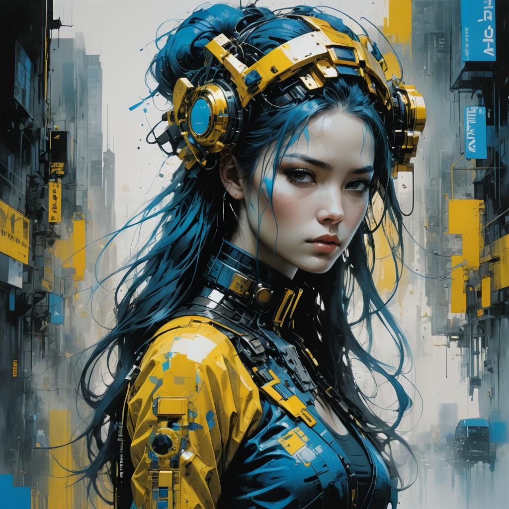 Cyberpunk Norwegian Goddess in Vivid Colors