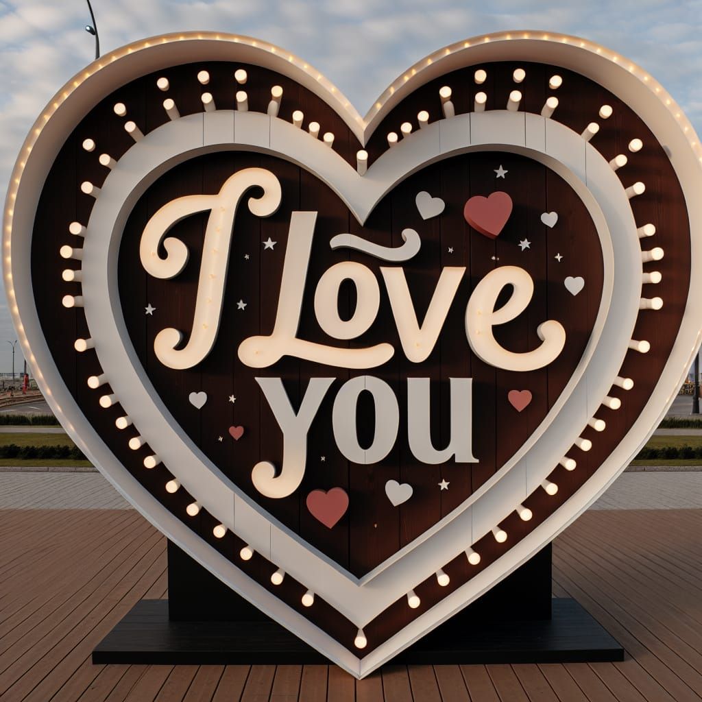 Heartfelt Sign: 'I Live You' Inside a Heart