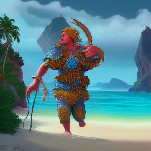 Detailed Matte Painting of Beach Boy in 8K