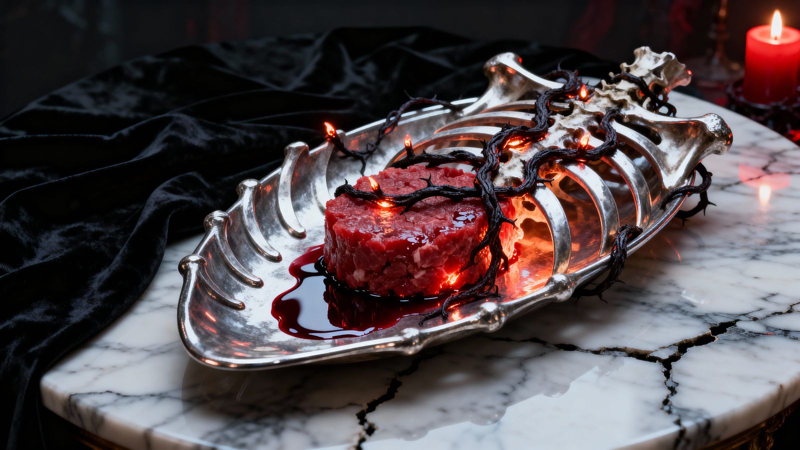 Infernal Tartare on Ribcage Platter