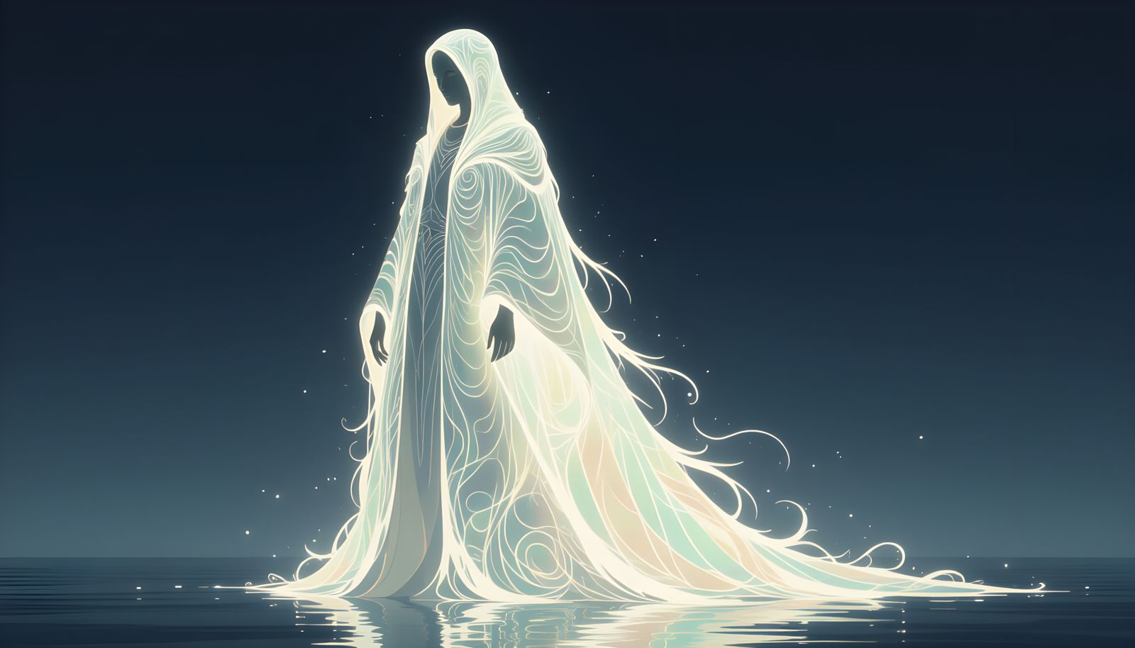 Glowing Humanoid Silhouette with Swirling Galaxy Brain