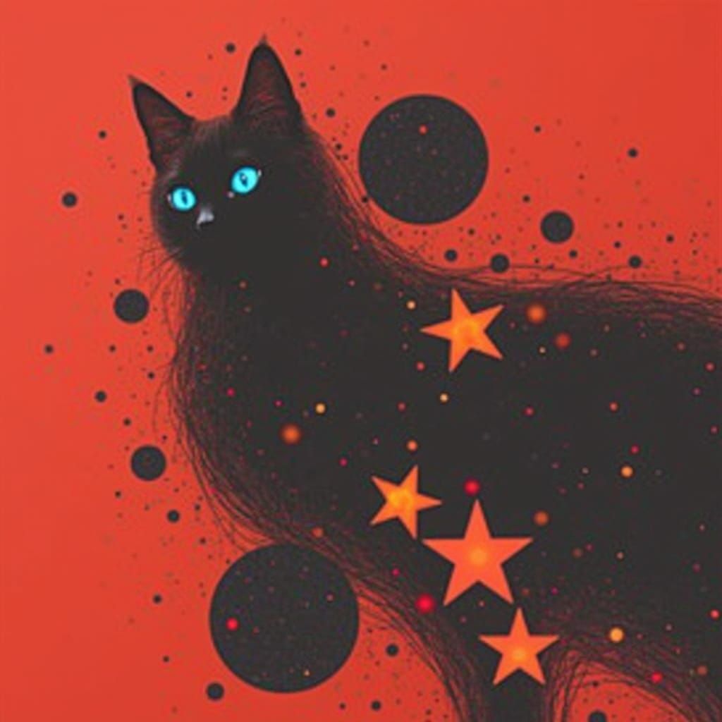 Psychedelic Siamese Cat Floating Among the Stars