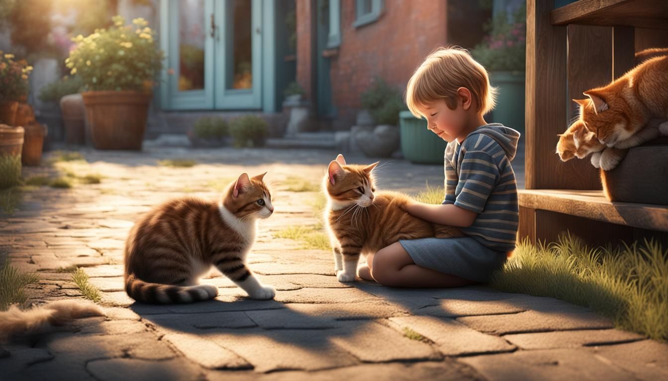 Child and Kitty: A Bond of Friendship