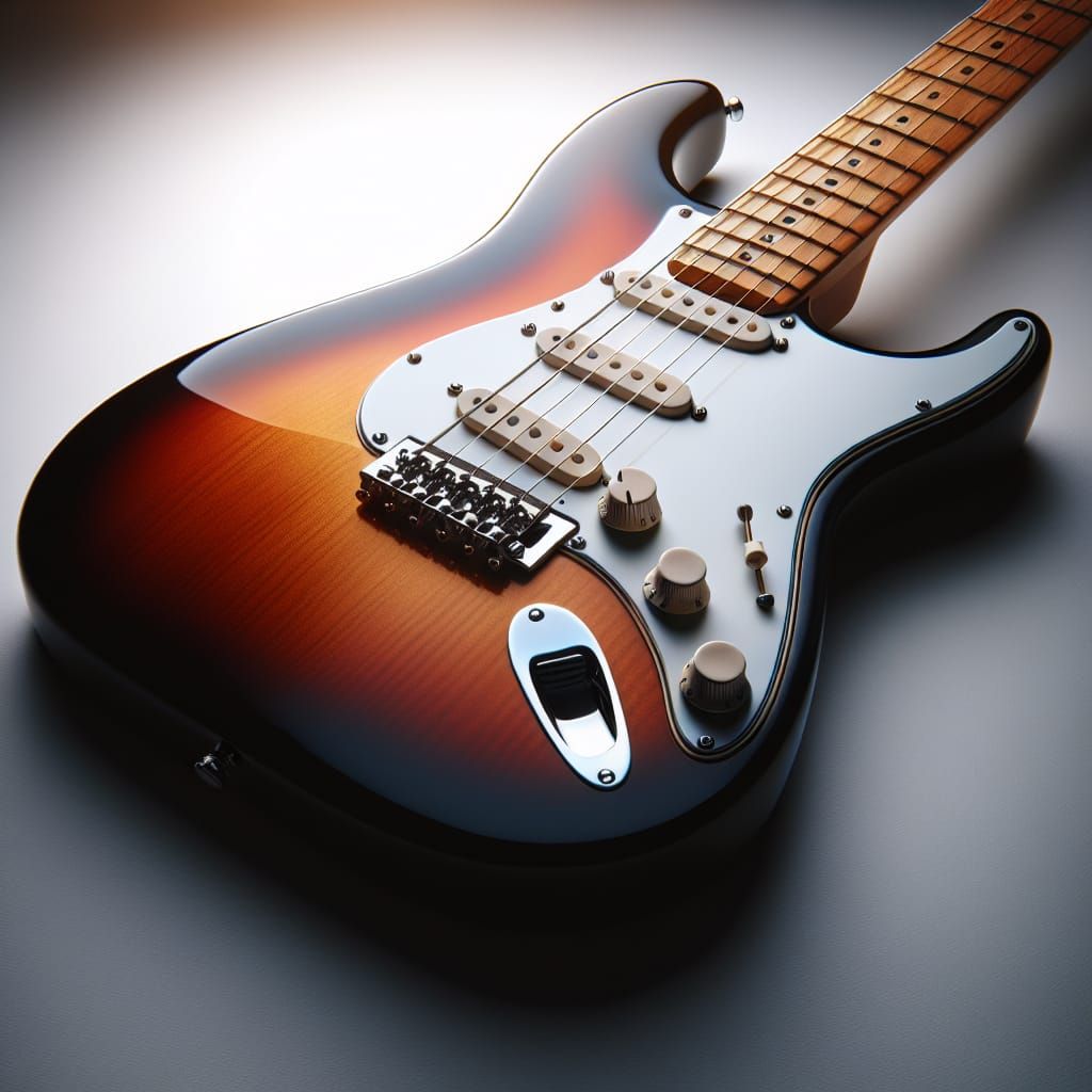 Sunburst Stratocaster Guitar on White Background