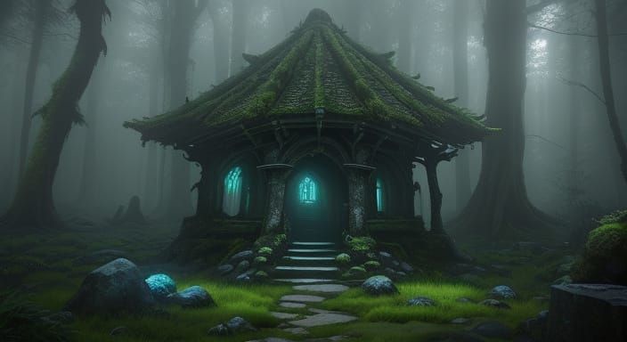 Mysterious Glowing Stone in Enchanted Forest