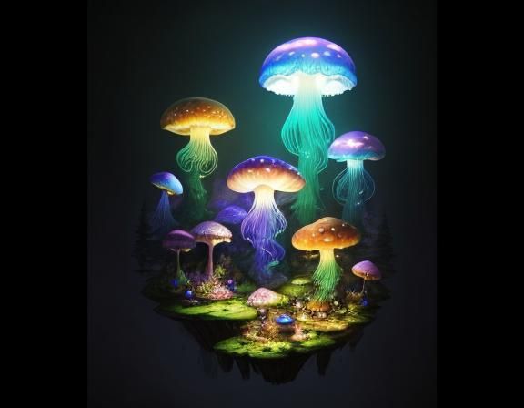 Jellyfish in Toadstool Forest: Beatrix Potter Style