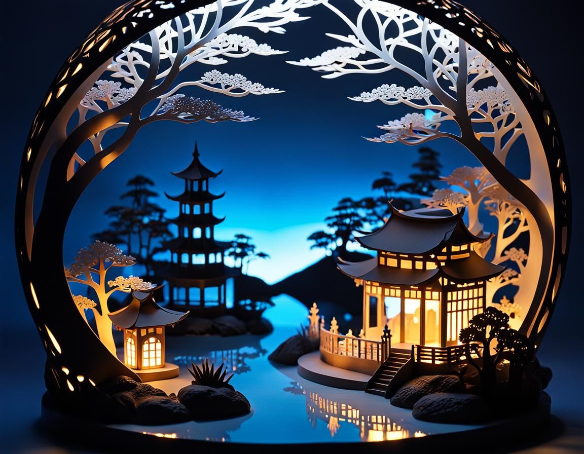Fairytale Kirigami Landscape with Filigree Design
