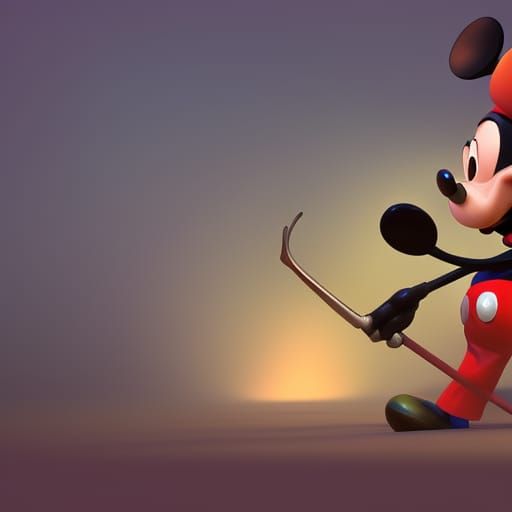 Mickey Mouse in Dark Cinematic 3D Render