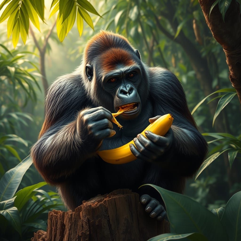 Majestic Western Lowland Gorilla in Jungle Paradise