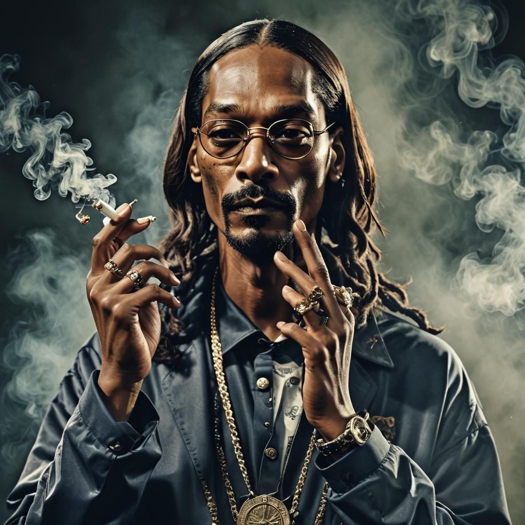 Hyperrealistic Image of Snoop Dogg Smoking Weed