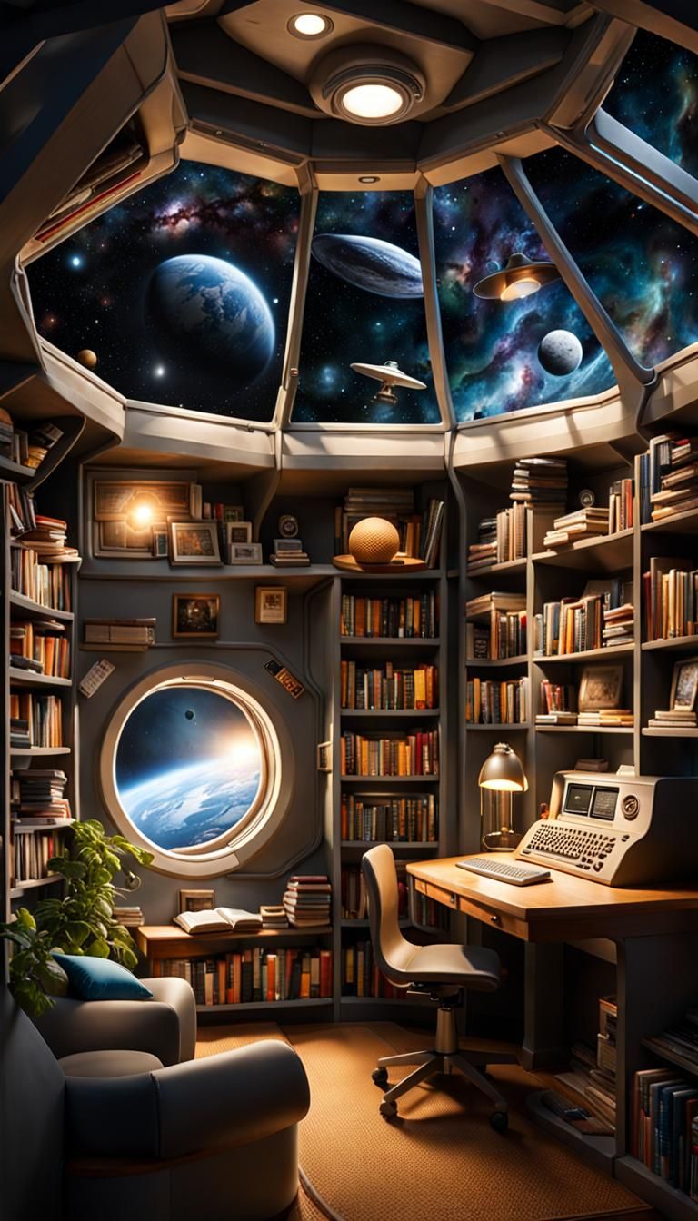 Author's Spaceship Haven: Sci-Fi Solitude in Deep Space