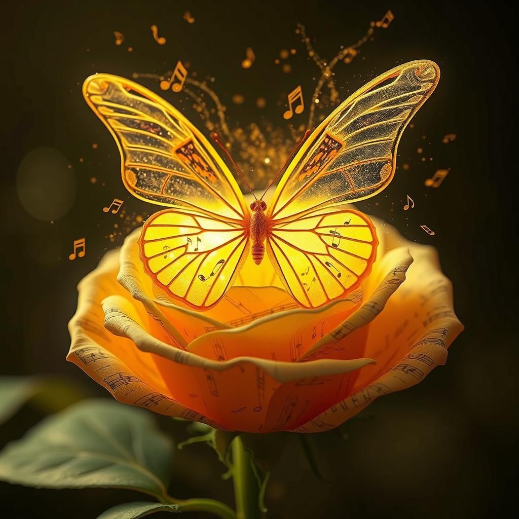 Golden Butterfly of Music in Fantasy Style