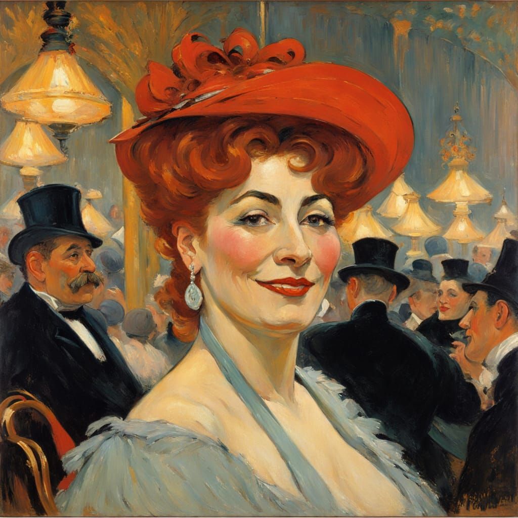 Colorful Portrait of Smiling Woman in Post-Impressionist Sty...