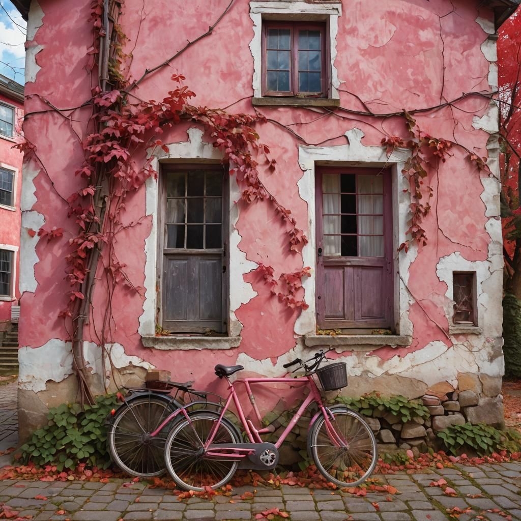 Weathered House with Vine in Fauvism Style