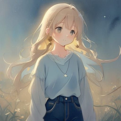 Pastel Anime Girl in Whimsical Watercolor Lighting