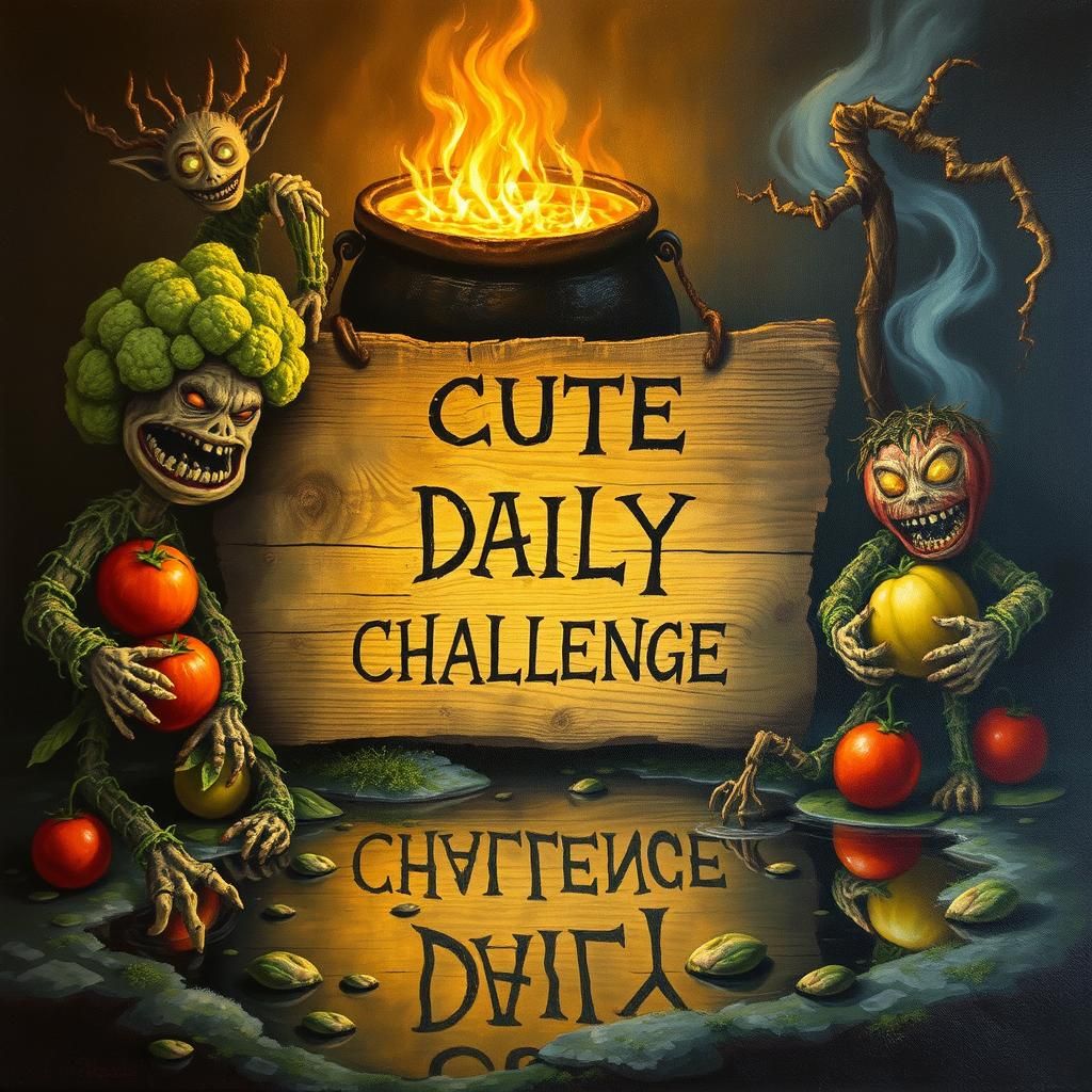 Eerie Vegetable Scarecrows in Oil Painting Style