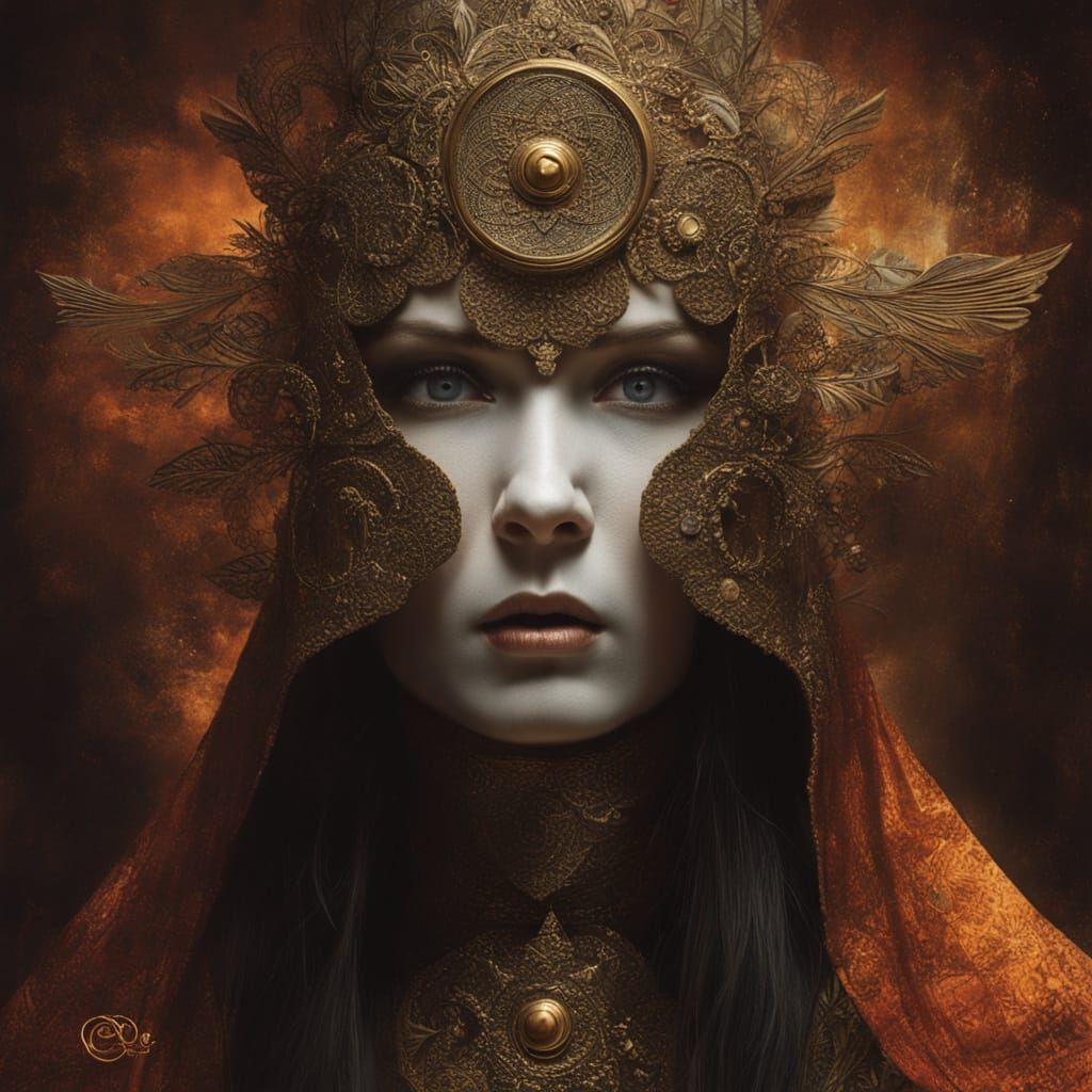 Enigmatic Female Figure in a Dreamlike Setting