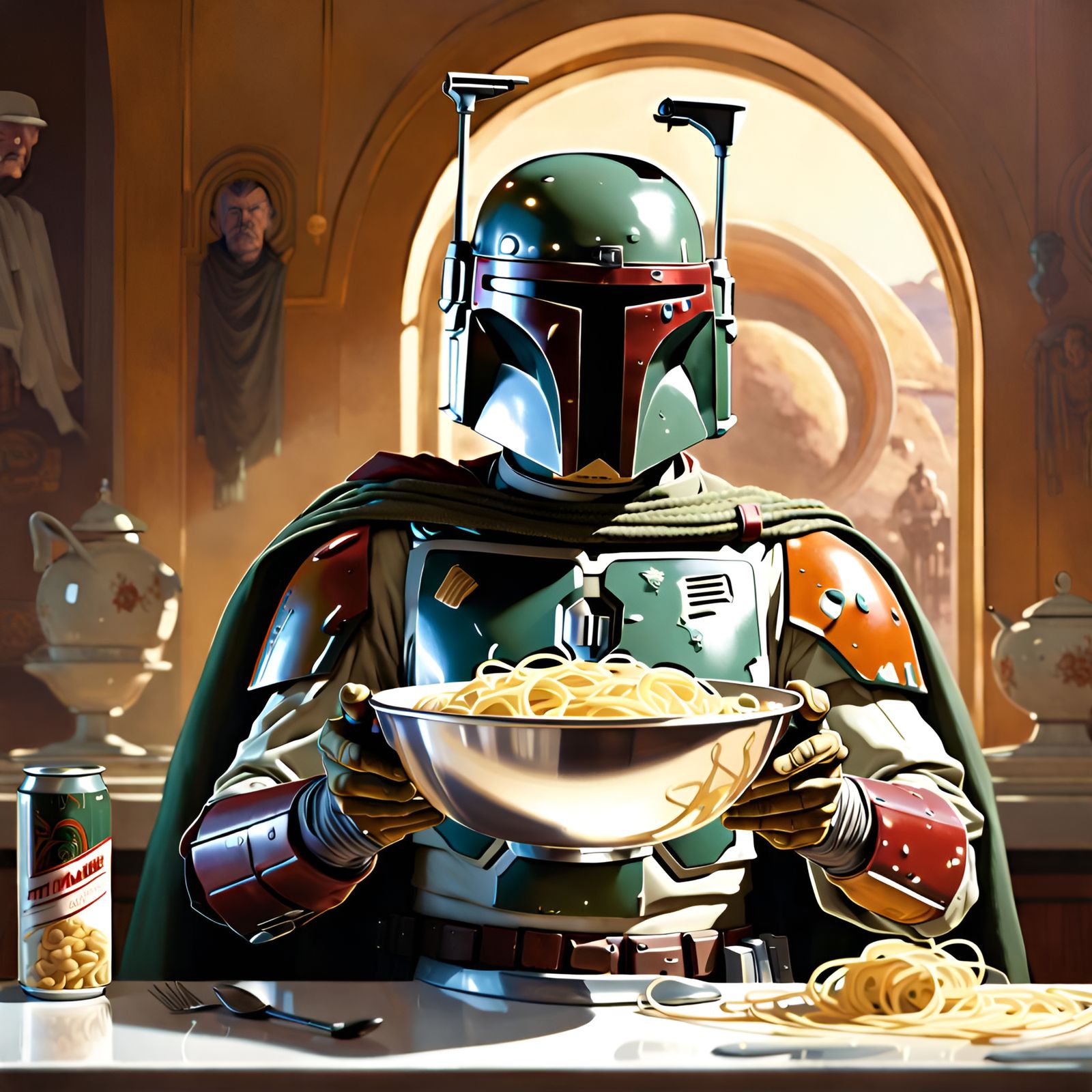 Boba Fett and Fettuccine: Digital Illustration
