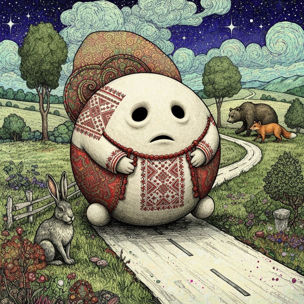 Philosophical Dough Creature's Rural Journey: Impasto Ink Dr...
