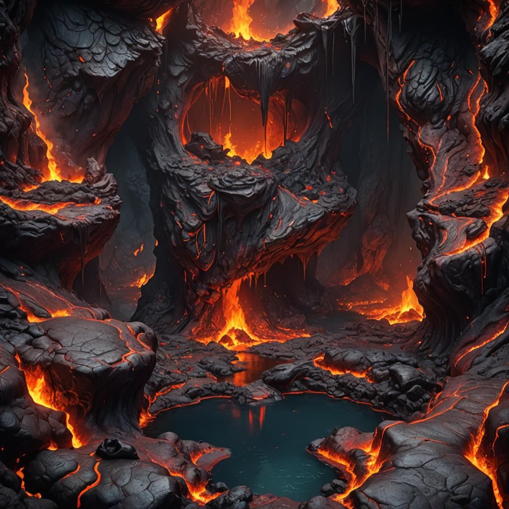 Eerie Lava Cave: A Matte Painting in Unreal Engine