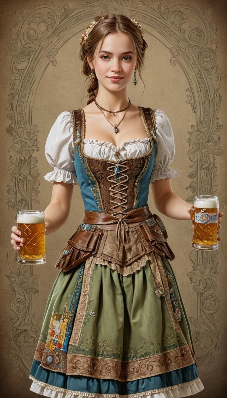 Oktoberfest Barmaid in Art Nouveau Style