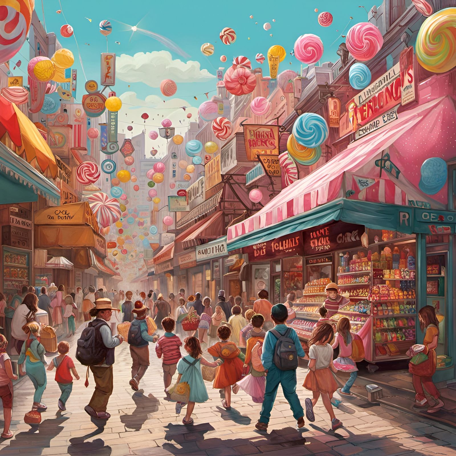 Vibrant Candy Shop in Decopunk Art Style