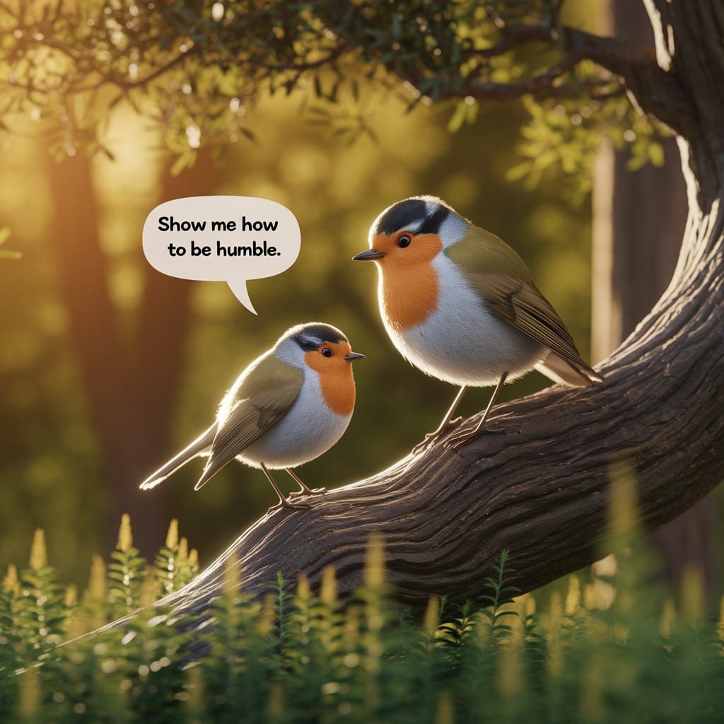 Proud Robin Teaches Humility in Forest Setting