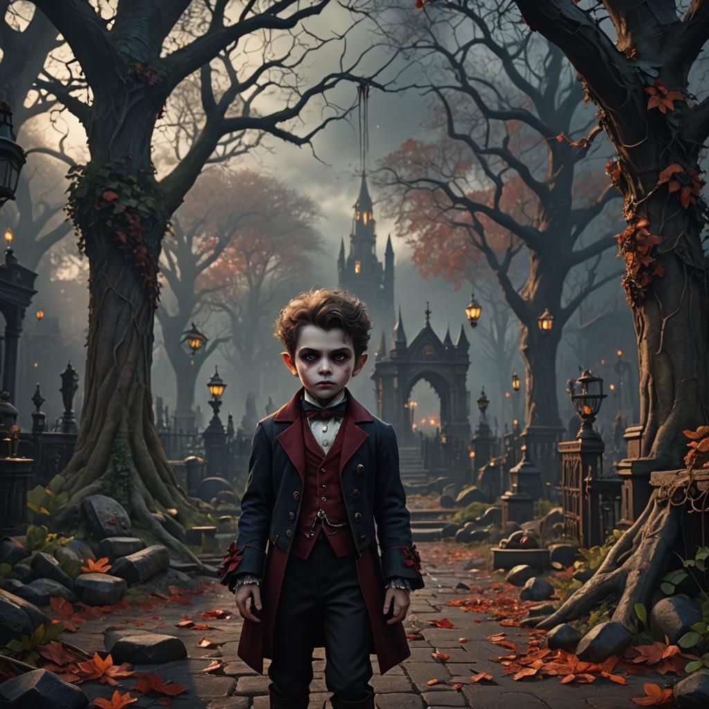 Victorian Vampire Boy: Detailed Matte Painting
