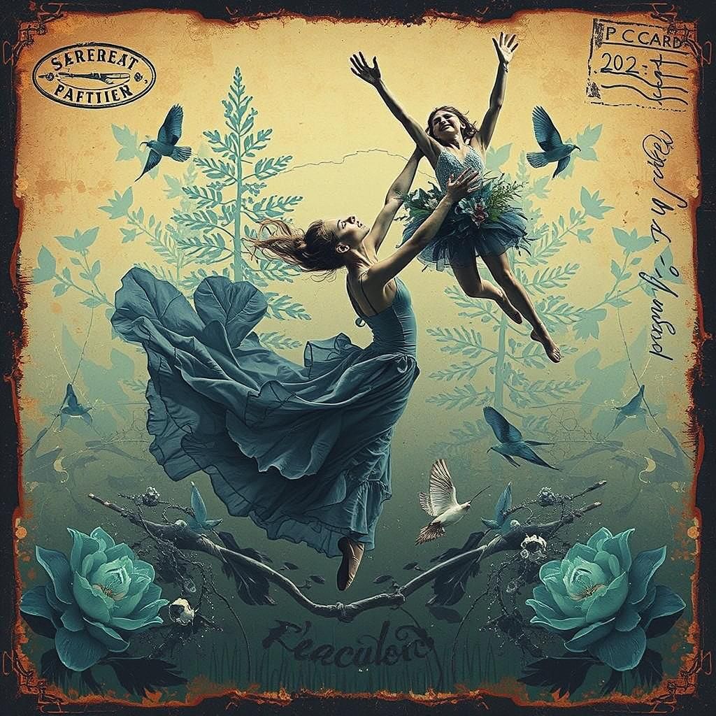 vintage double exposure nature , and mixed media vintage att...