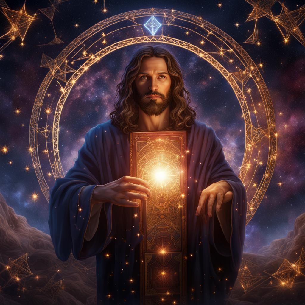 Jesus as The Magician Tarot Card in Cosmic Art