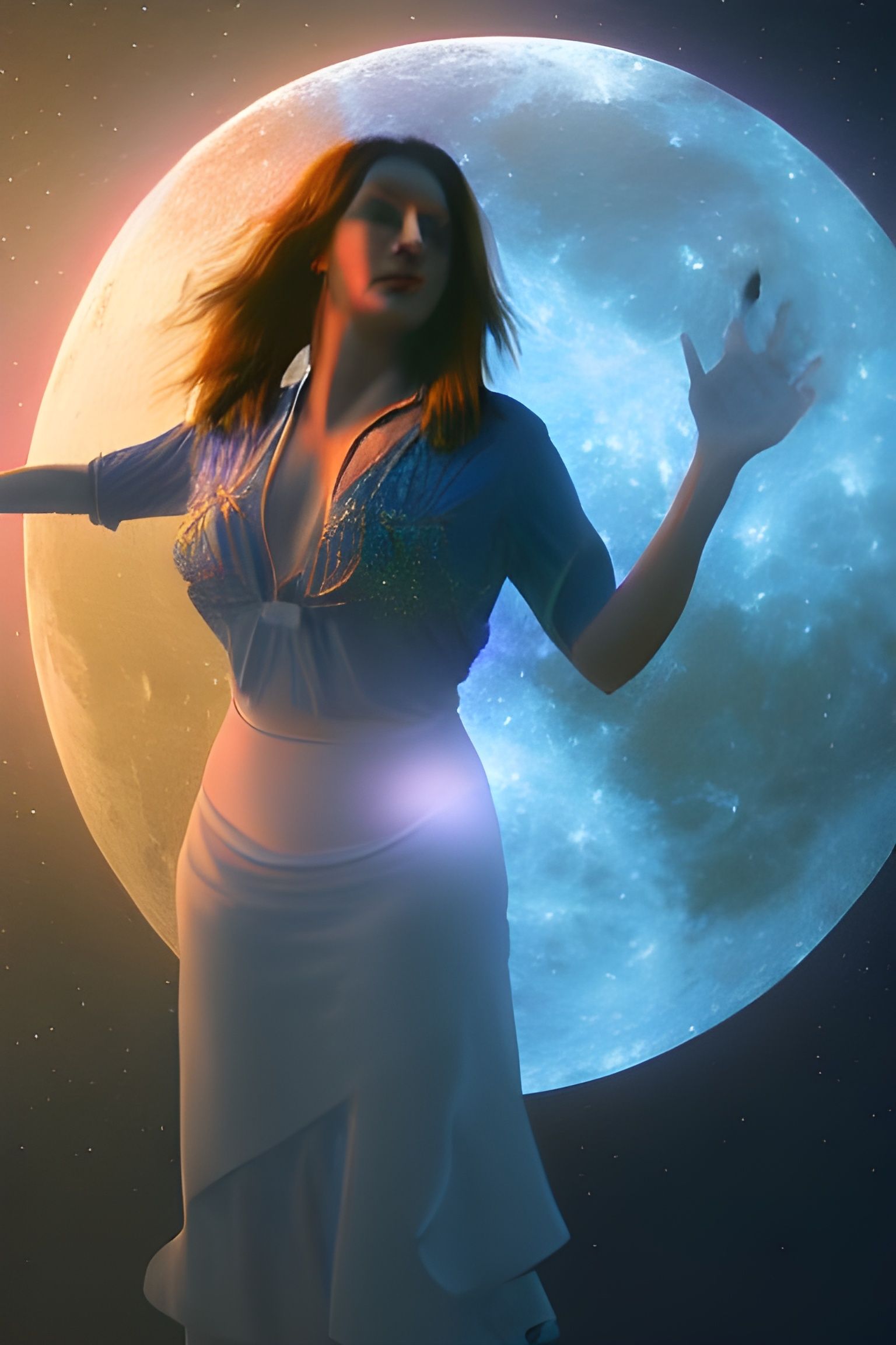 Divine Moon Witch with Magical Aura